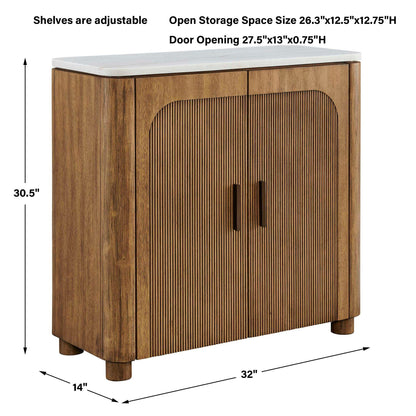 Mebarak - Reeded 2 Door Cabinet - Bronze,White,Woodtone