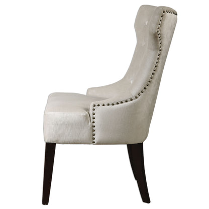 Arlette - Tufted Wing Chair - White