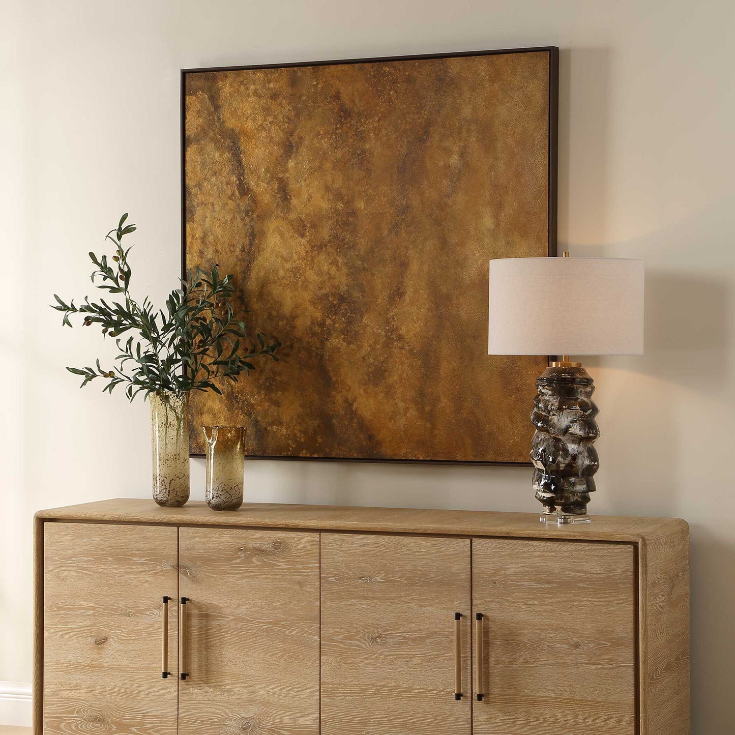 Burn - Hand Painted Canvas - Brown / Woodtone