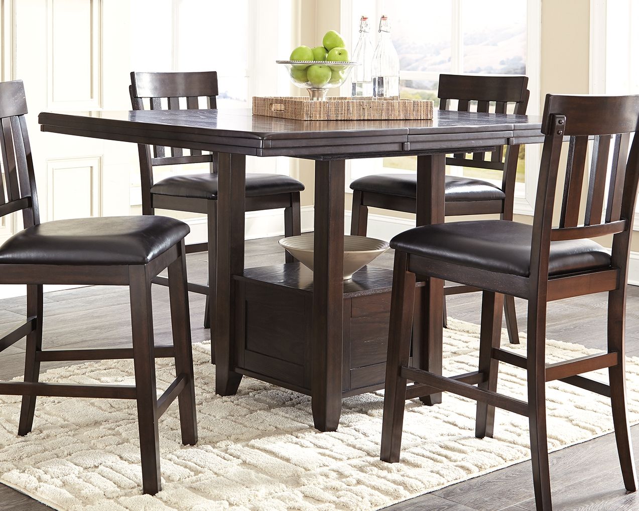 Haddigan - Dark Brown - Rectangular Dining Room Counter Extension Table