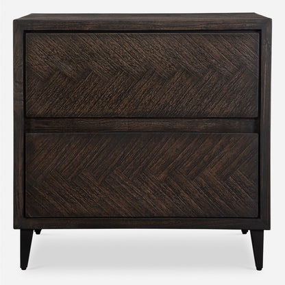 Abba - Herringbone Accent Chest - Dark Brown