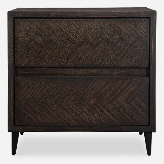 Abba - Herringbone Accent Chest - Dark Brown