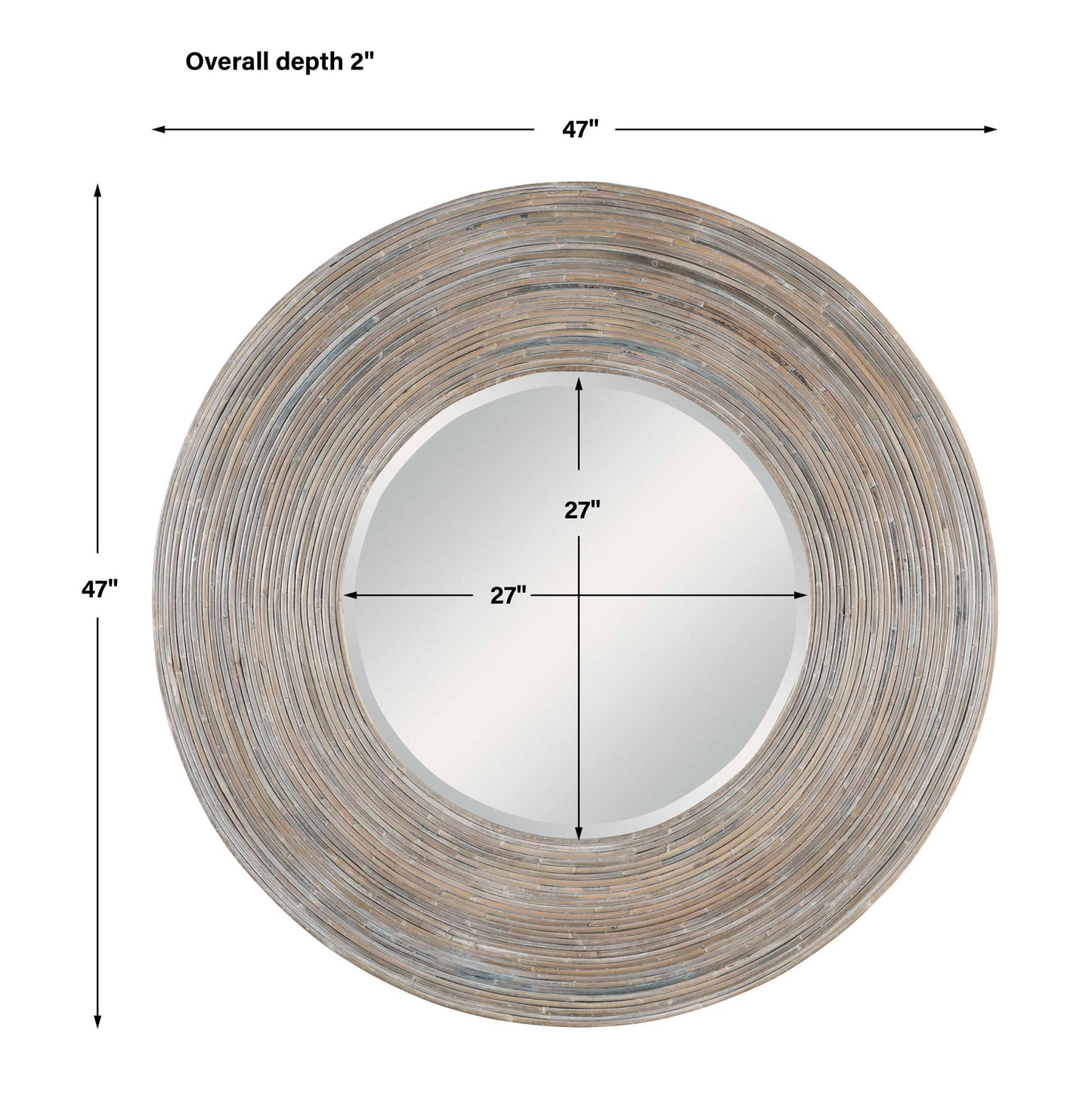 Vortex - White Washed Round Mirror