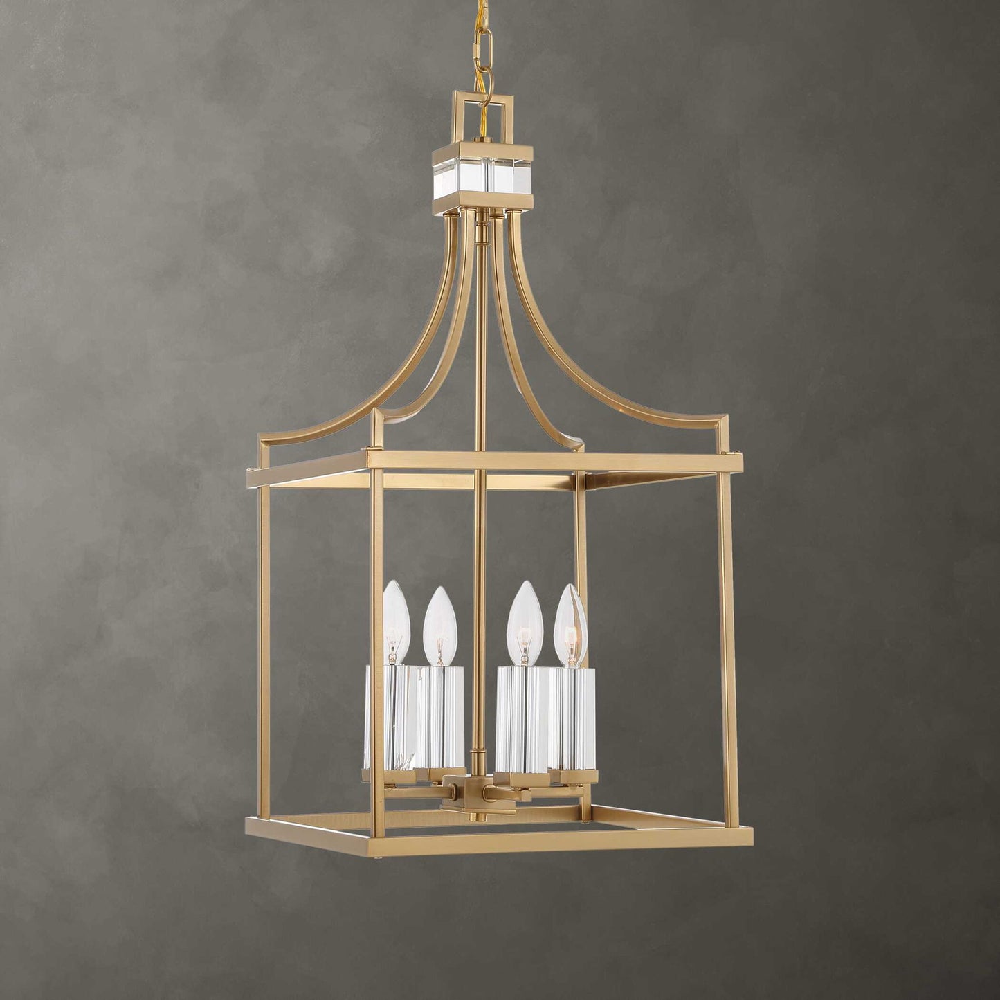 Montreal - 4 Light Brass Lantern Pendant - Gold