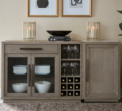 Pure Modern Dining - Multi-Functional Server With Bar Cabinet - Moonstone