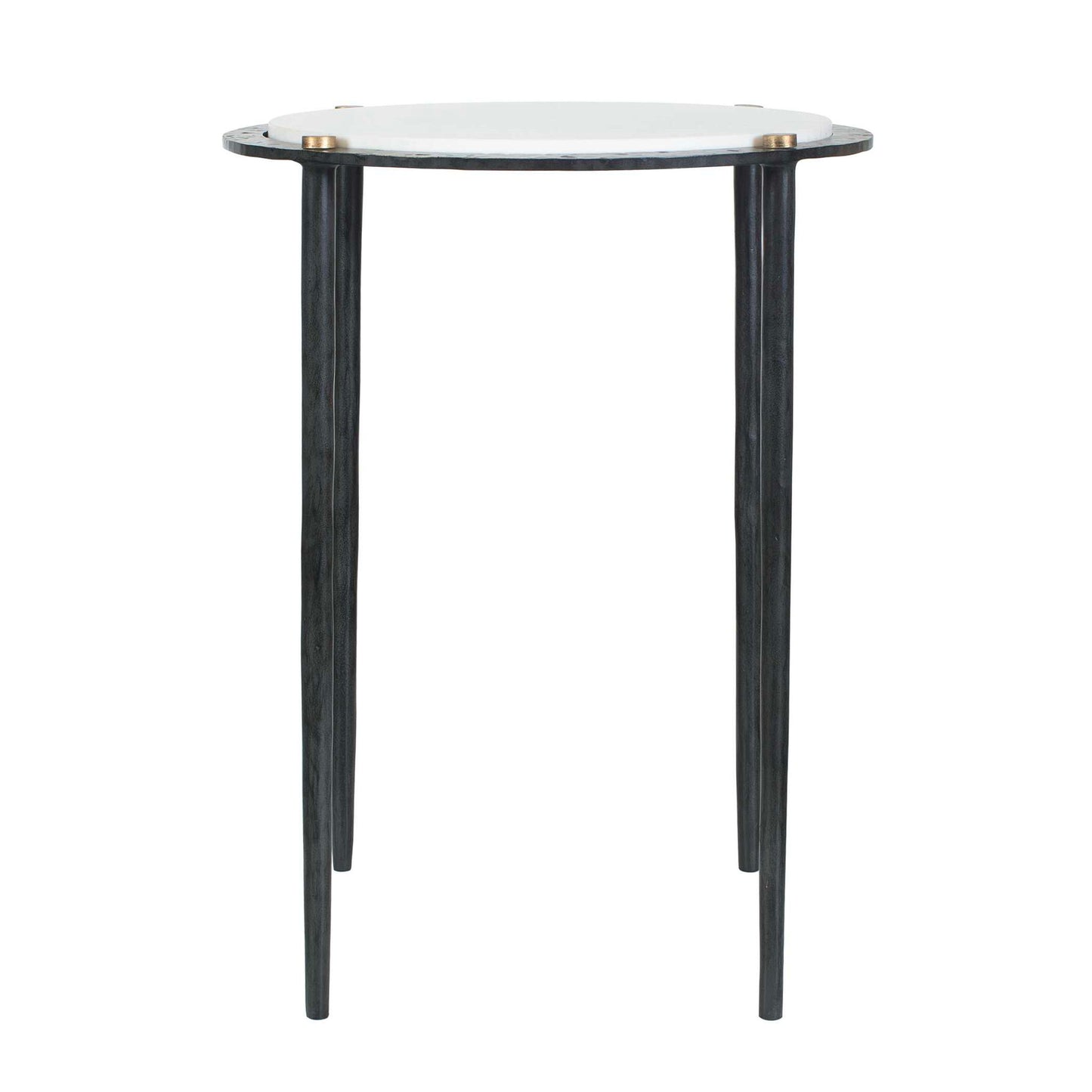 Wren - Round Marble Accent Table - Bronze / White