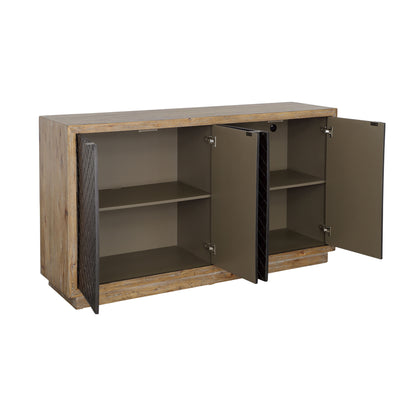 Tyler - Four Door Credenza - Natural / Black