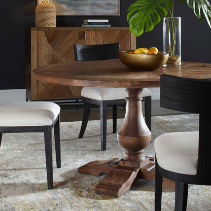 Stratford - Wood Round Dining Table - Dark Brown