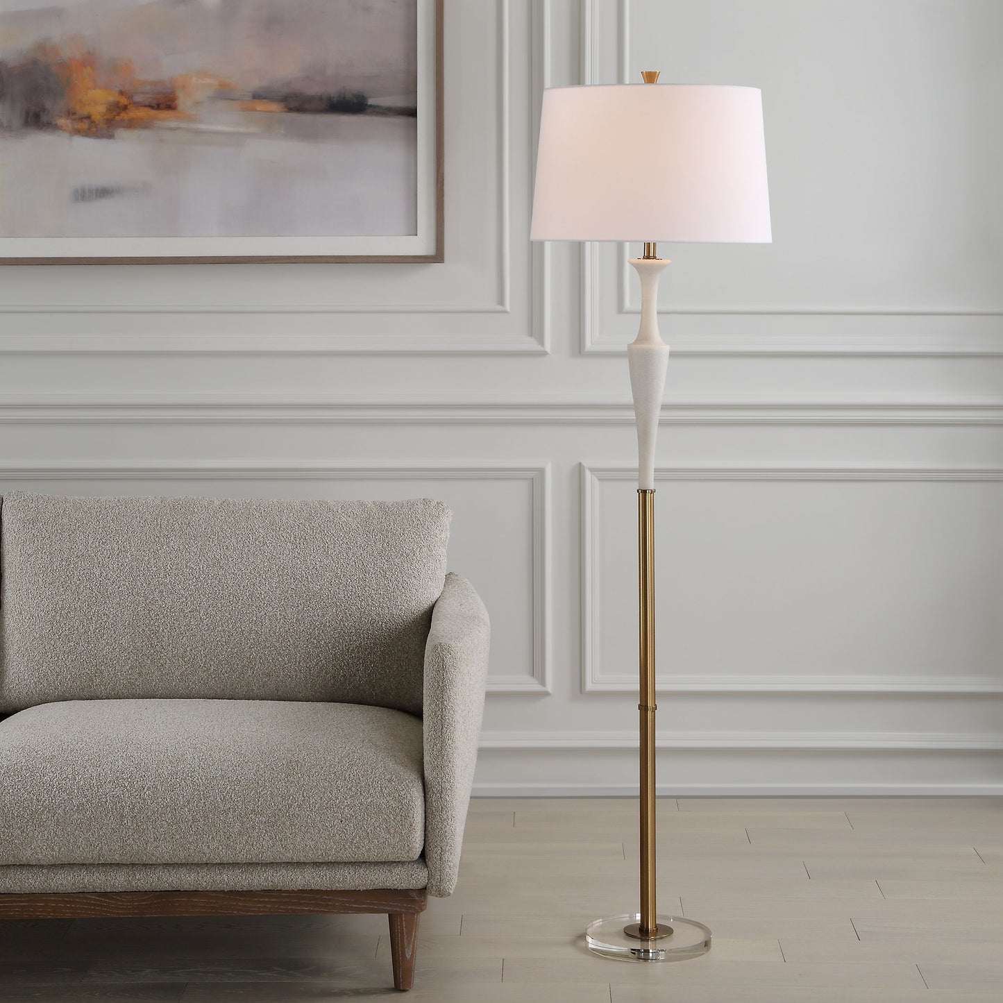 Colette - White Stone Floor Lamp