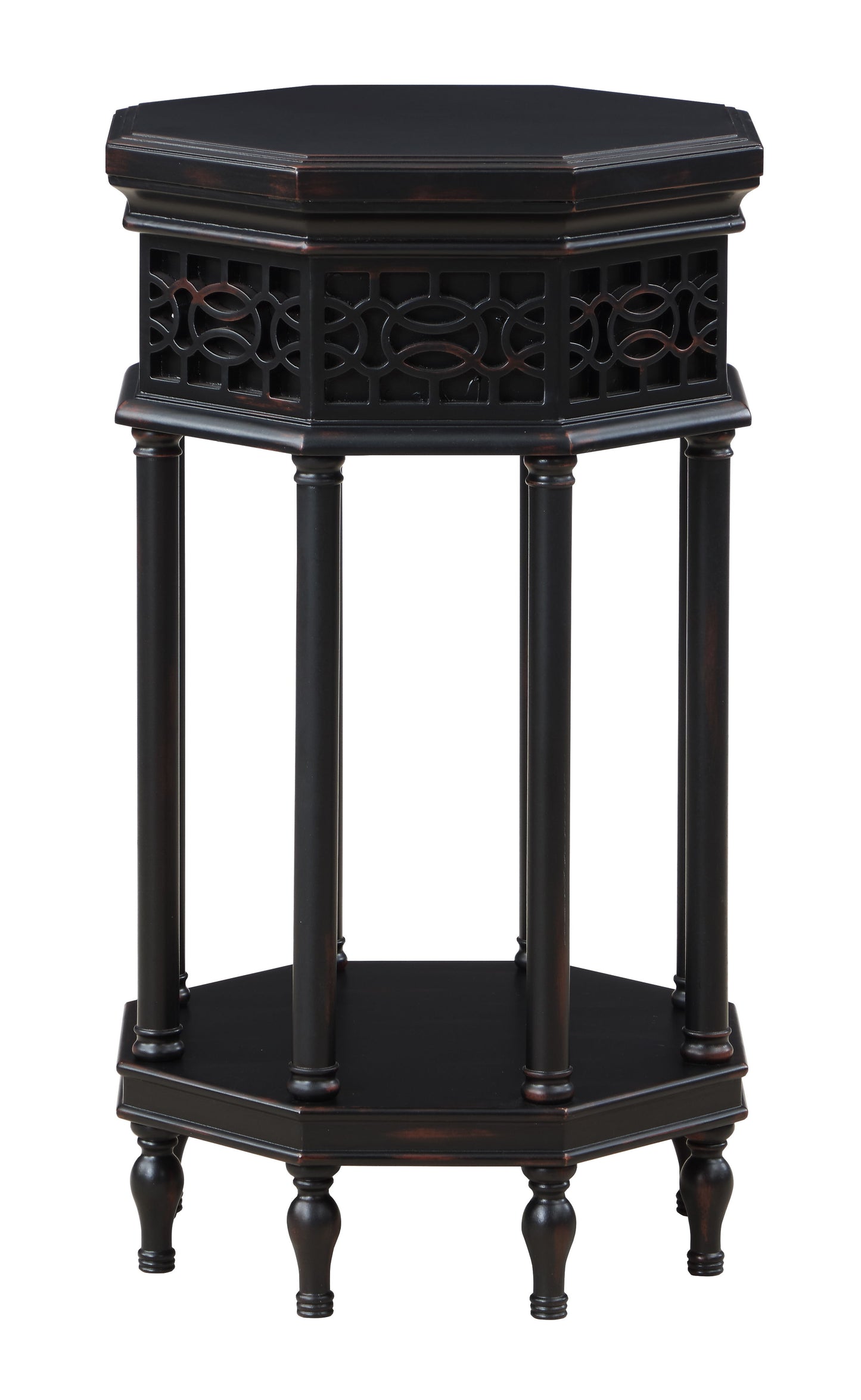 Coalmont - Octagonal Accent Table - Distressed Black