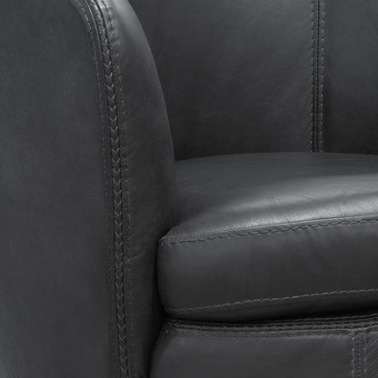 Barolo - 100% Italian Leather Swivel Club Chair (Set of 2)