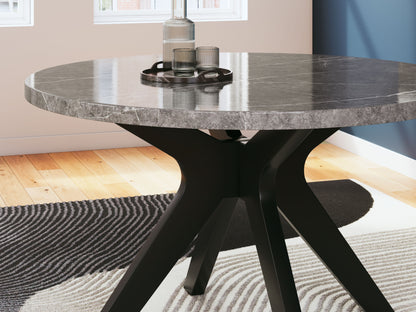 Glinari - Taupe / Black - Round Dining Room Table