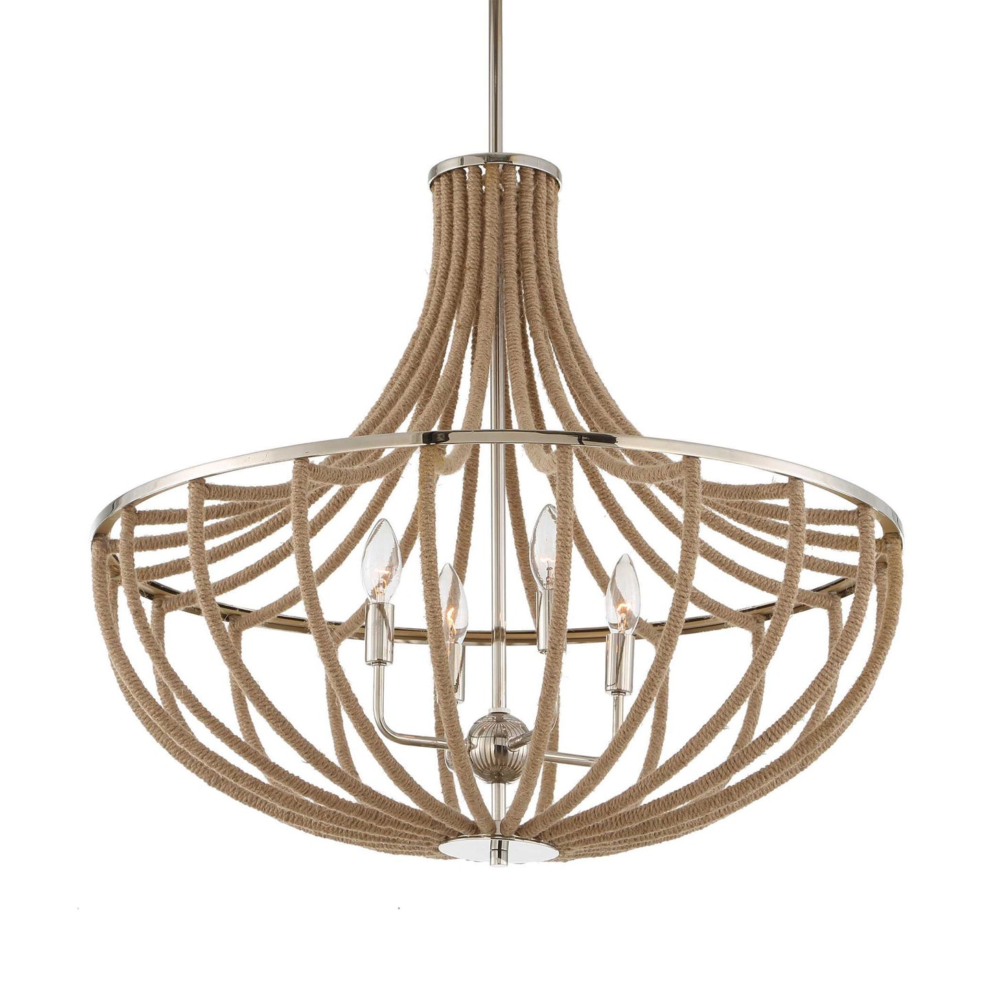Lovelock - 4 Light Rope Empire Chandelier - Light Brown