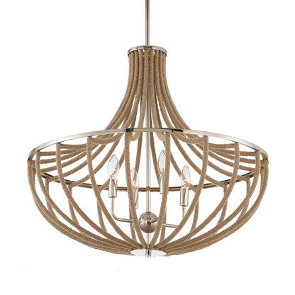 Lovelock - 4 Light Rope Empire Chandelier - Light Brown