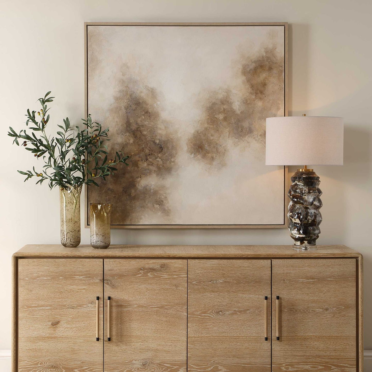 Up In Smoke - Framed Modern Art - Black / Brown / White / Woodtone