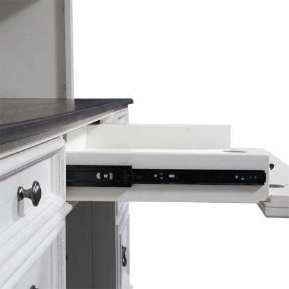 Allyson Park - Credenza & Hutch - Wirebrushed White / Charcoal