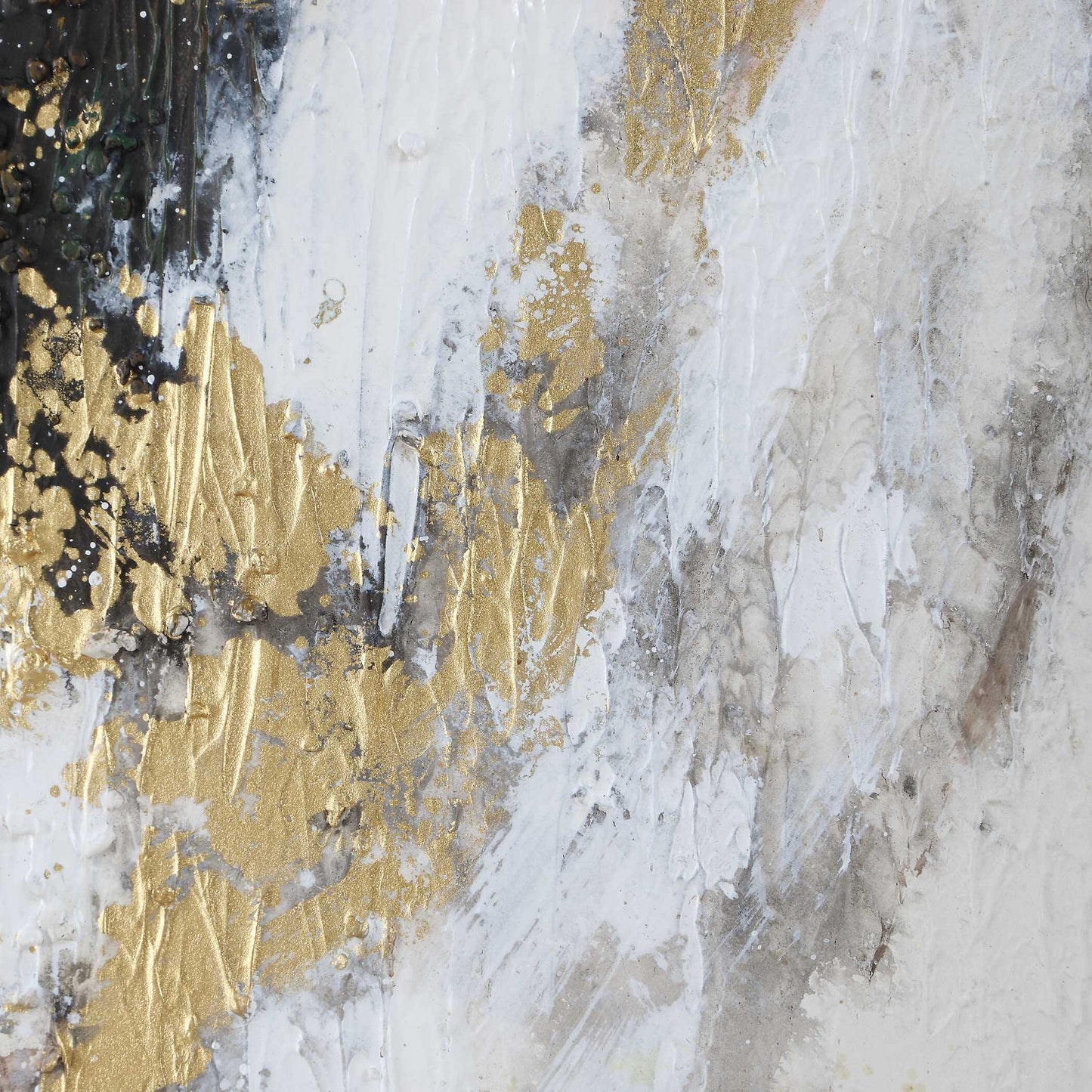 Moon Landing - Hand Painted Abstract Art - Black / Brown / Gold / Gray / White