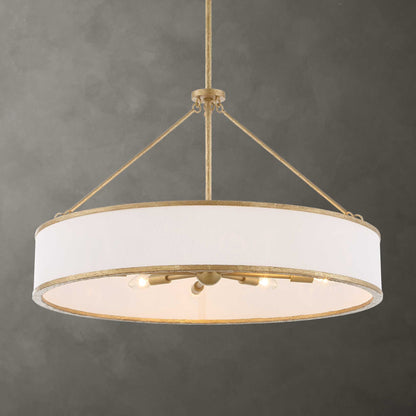 Algiers - 8 Light Drum Pendant - Gold / White
