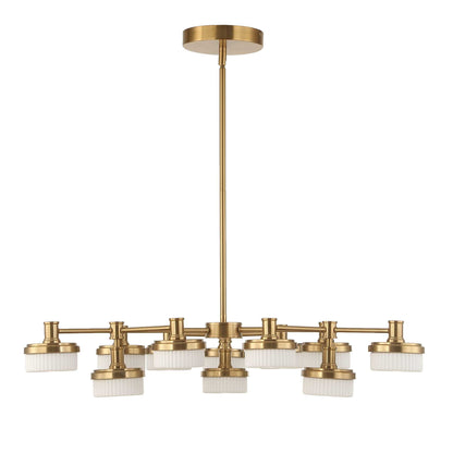 Wedge - 12 Light LED Brass Chandelier - White / Gold
