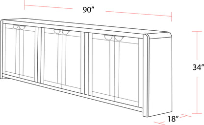 Escape - Console With Reversible Panel Doors - Glazed Natural Oak / Natural Cane