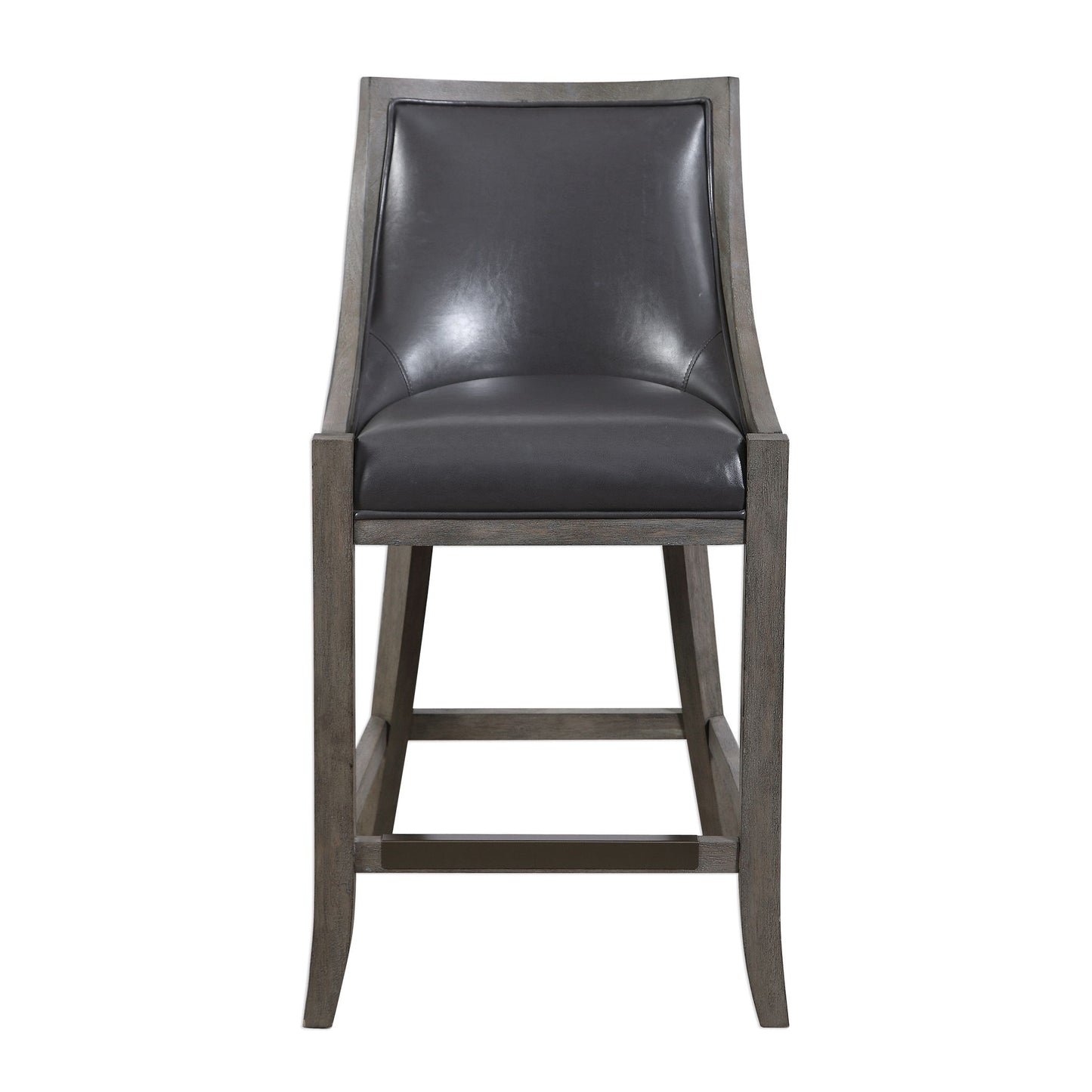 Elowen - Leather Counter Stool - Black