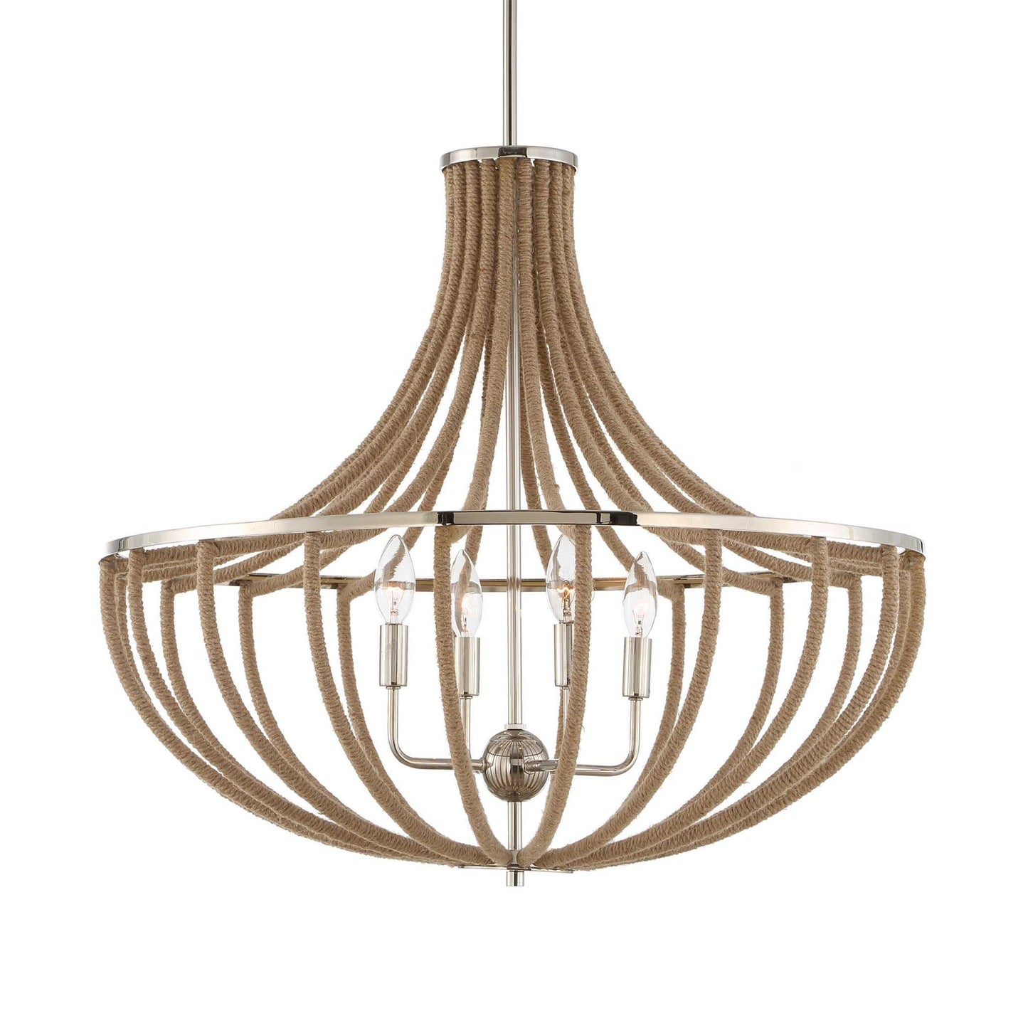 Lovelock - 4 Light Rope Empire Chandelier - Light Brown
