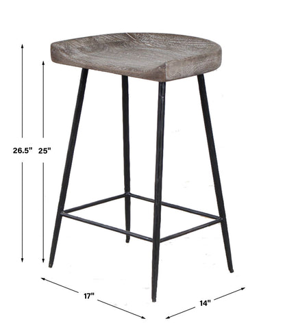 Cordova - Carved Wood Counter Stool