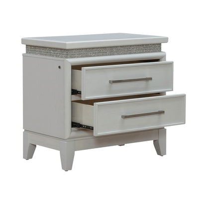 Reflections - Nightstand With Lights and Charging Station - White