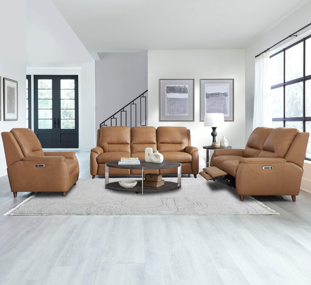 Austin - Power Reclining Loveseat P2 - Caramel Cream