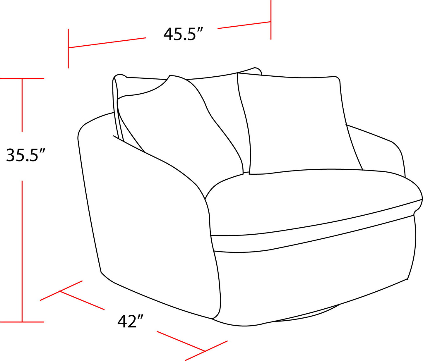Boomer - Large Swivel Chair with 2 Pillows