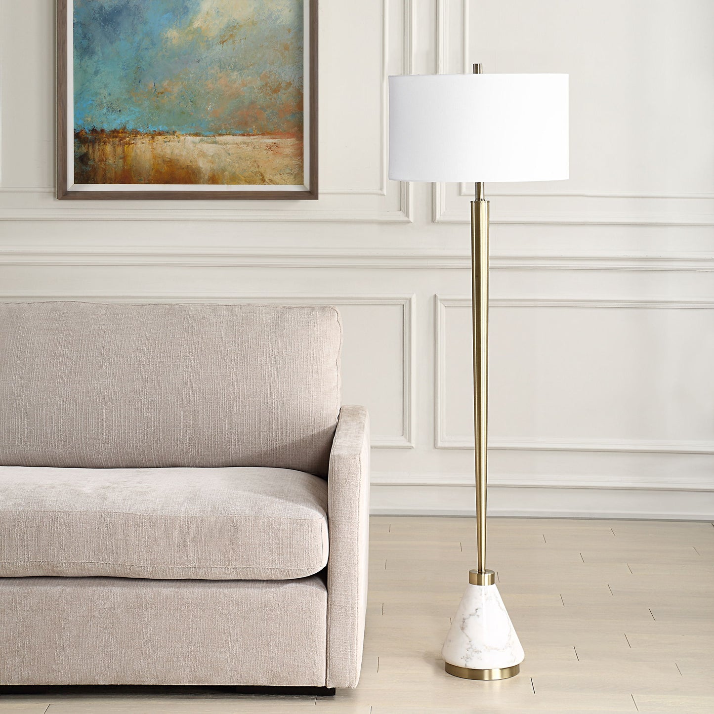 Curran - Tapered Metal Floor Lamp - White