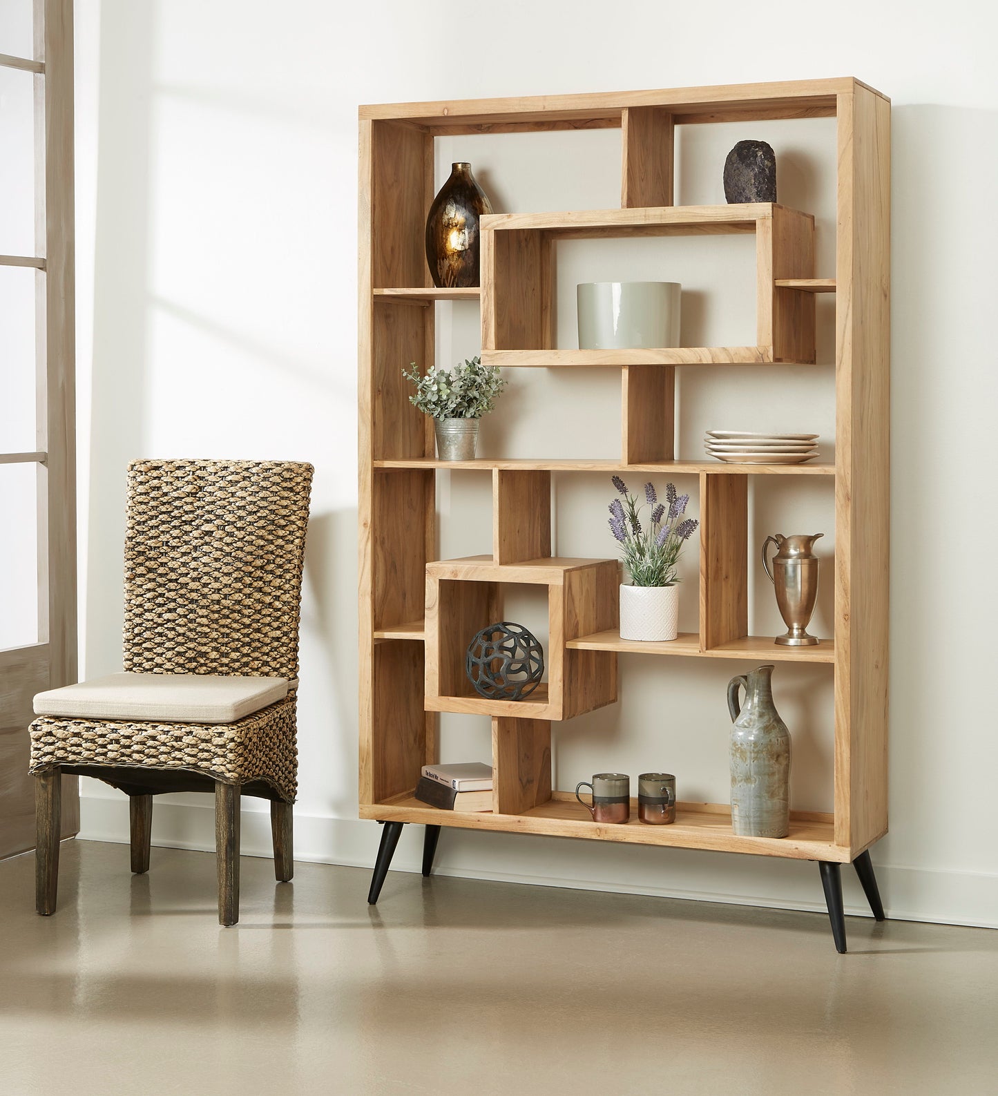 Bishop - Etagere - Acacia Natural / Black Powder Coat Finish