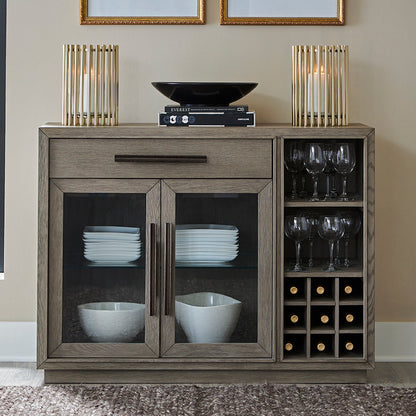 Pure Modern Dining - Multi-Functional Server With Bar Cabinet - Moonstone