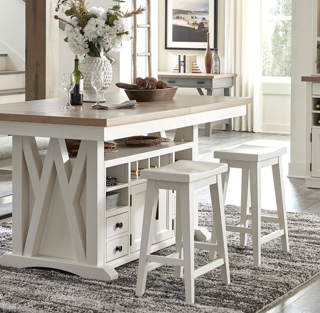 Americana Modern Dining - Island Counter-Height Extendable Dining Table - Cotton