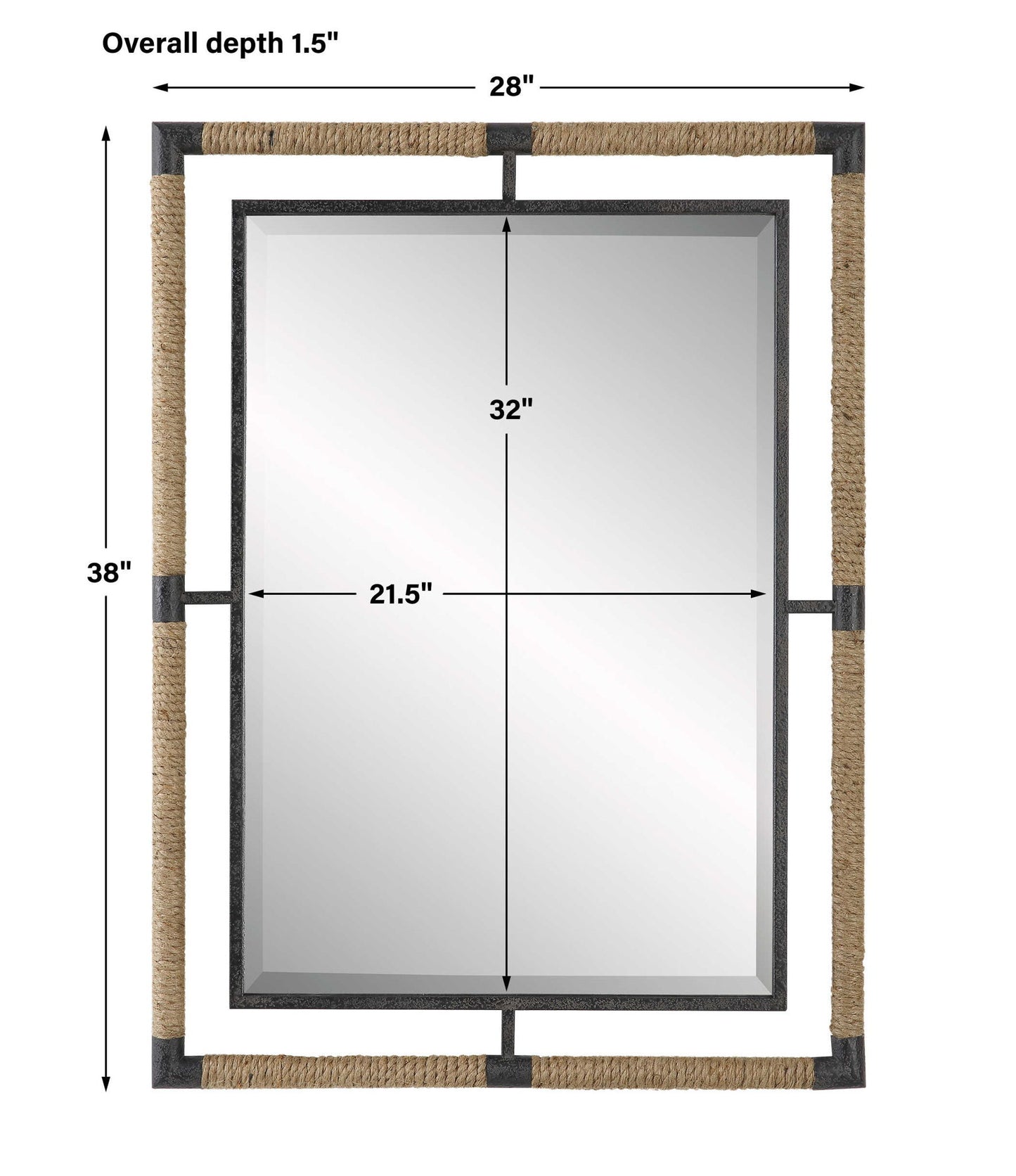 Melville - Iron & Rope Mirror - Light Brown
