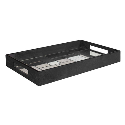 Modern - Mosaic Antique Mirrored Tray - Black