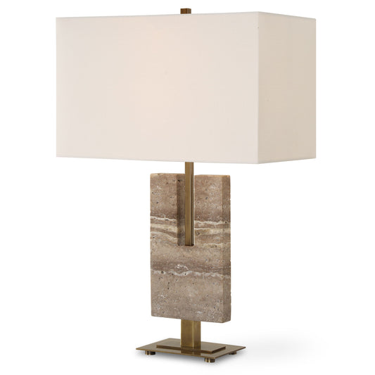 Turning - Point Travertine Table Lamp