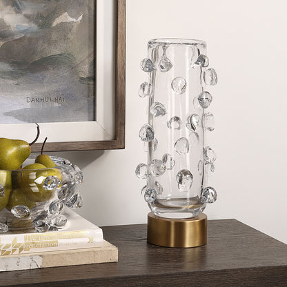 Aura - Clear Glass Vase - White