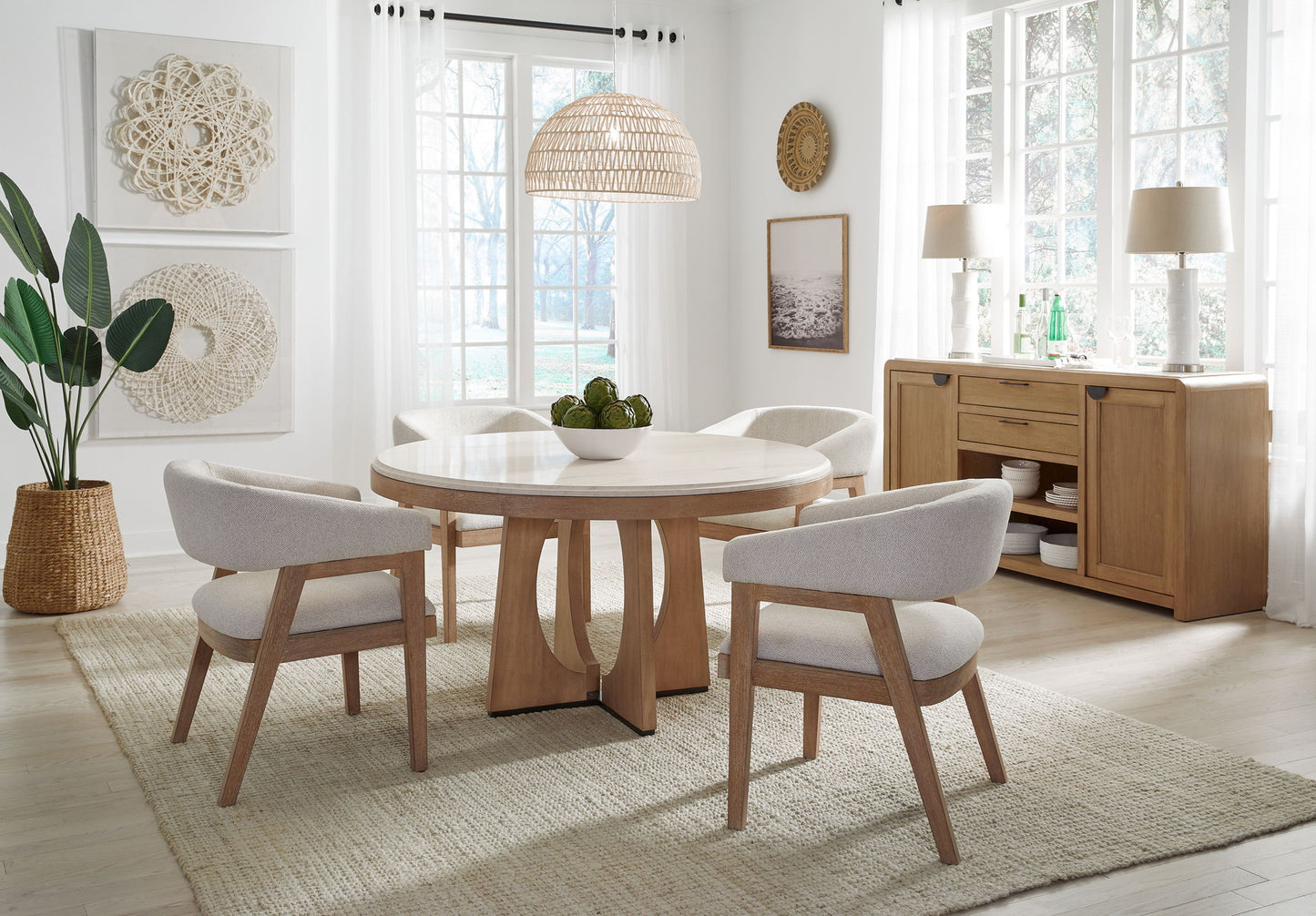 Escape - Dining Barrel Dining Chair (Set of 2) - Glazed Natural Oak / Mirage Mist