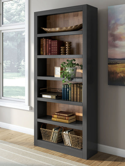 Wildenauer - Brown / Black - 4 Pc. - Home Office Desk And Return, Swivel Desk Chair, Bookcase