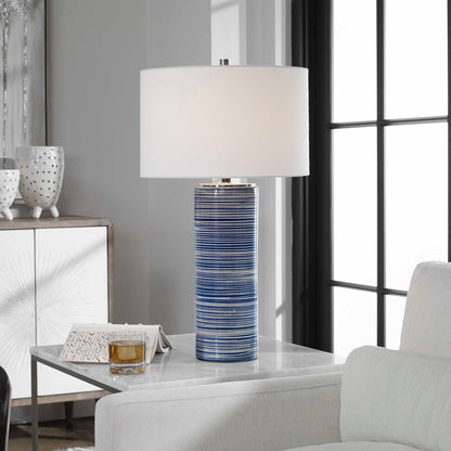 Montauk - Striped Table Lamp - Blue