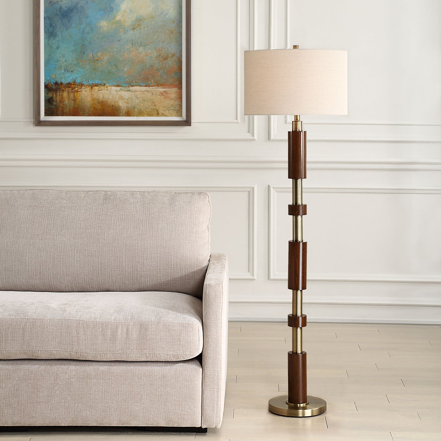 Stacked - Wooden Floor Lamp - Dark Brown