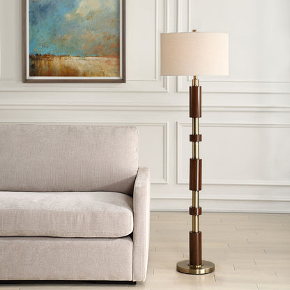 Stacked - Wooden Floor Lamp - Dark Brown