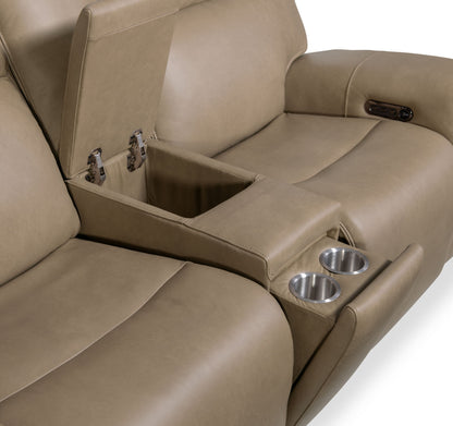 MS - Riverton Power Gliding Console Loveseat With Power Headrest And Lumbar