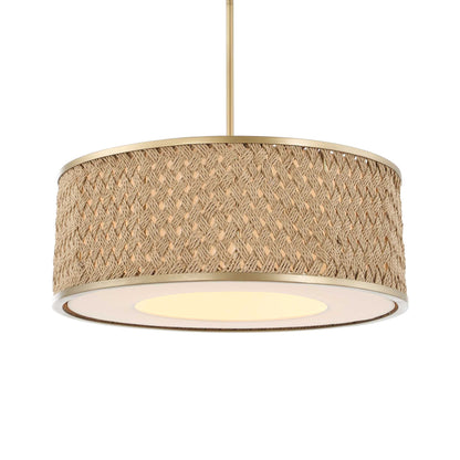 Pinchot - 4 Light Rattan Drum Pendant - Brown