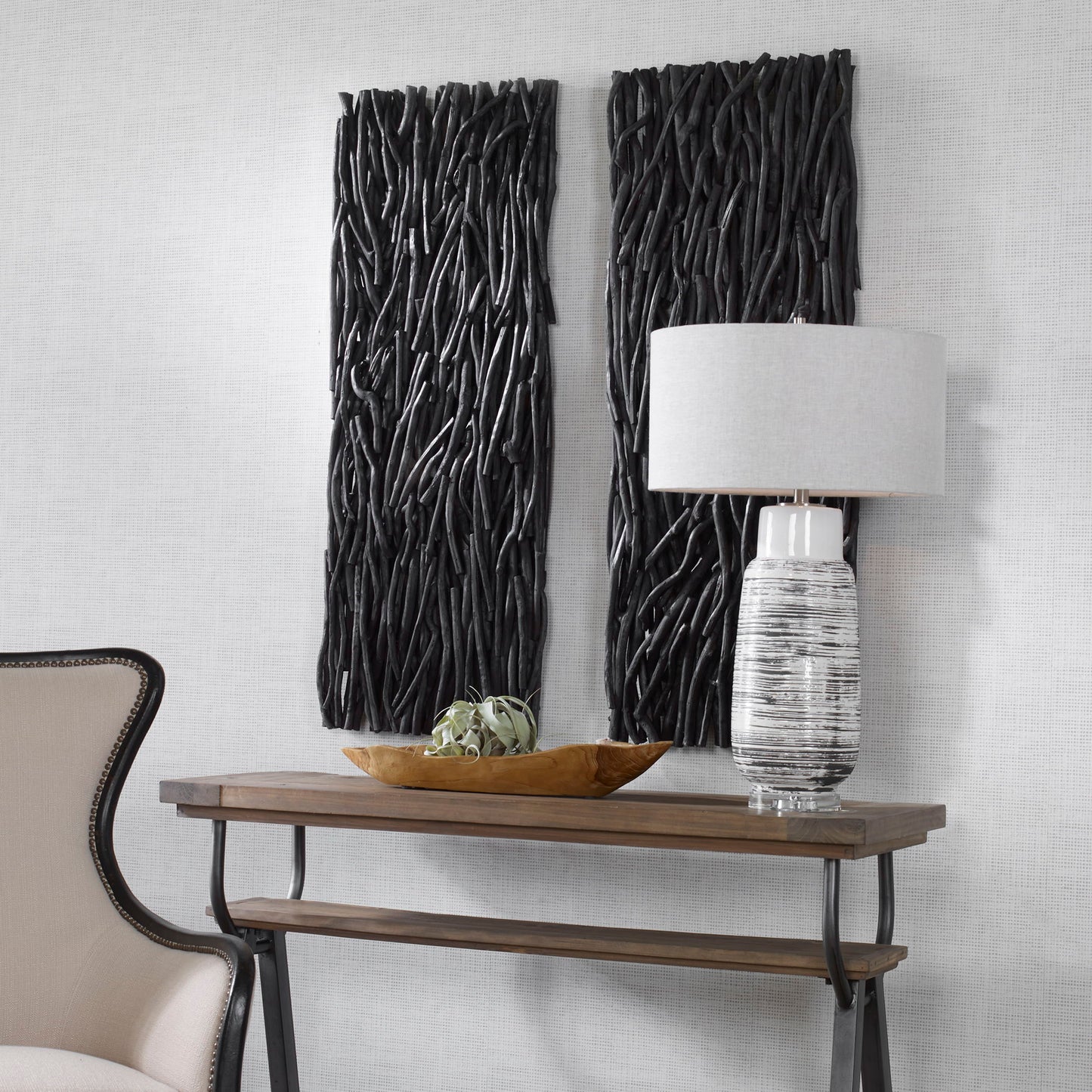 Gathered Teak - Wood Wall Decor - Black