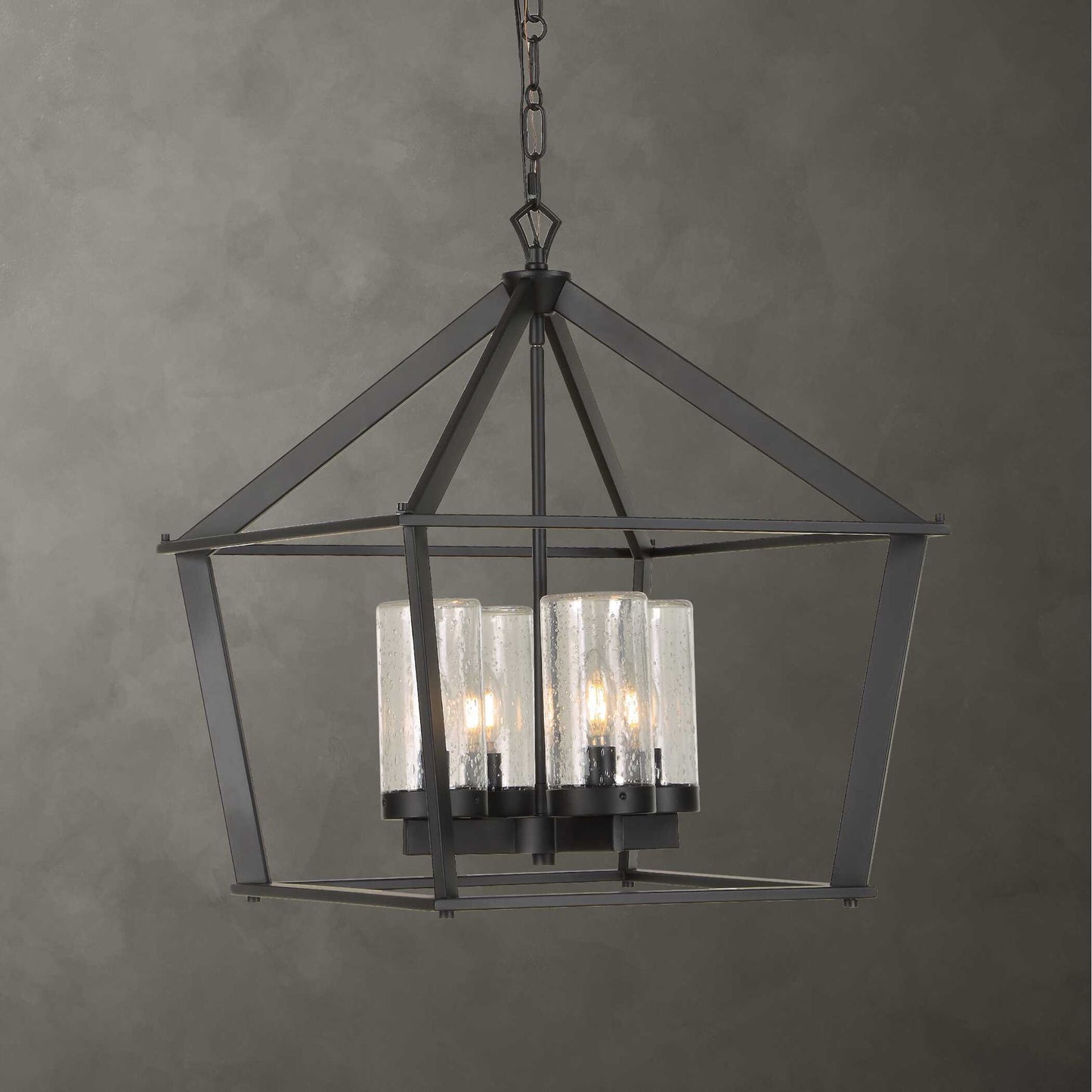 Evanston - 4 Light Indoor-Outdoor Pendant - Black