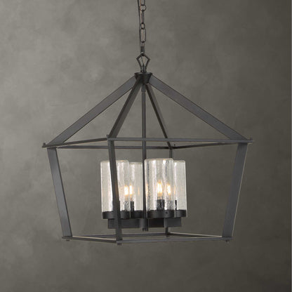 Evanston - 4 Light Indoor-Outdoor Pendant - Black