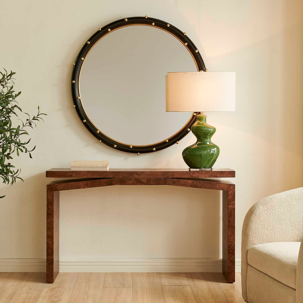Naoko - Burl Wood Console Table - Woodtone