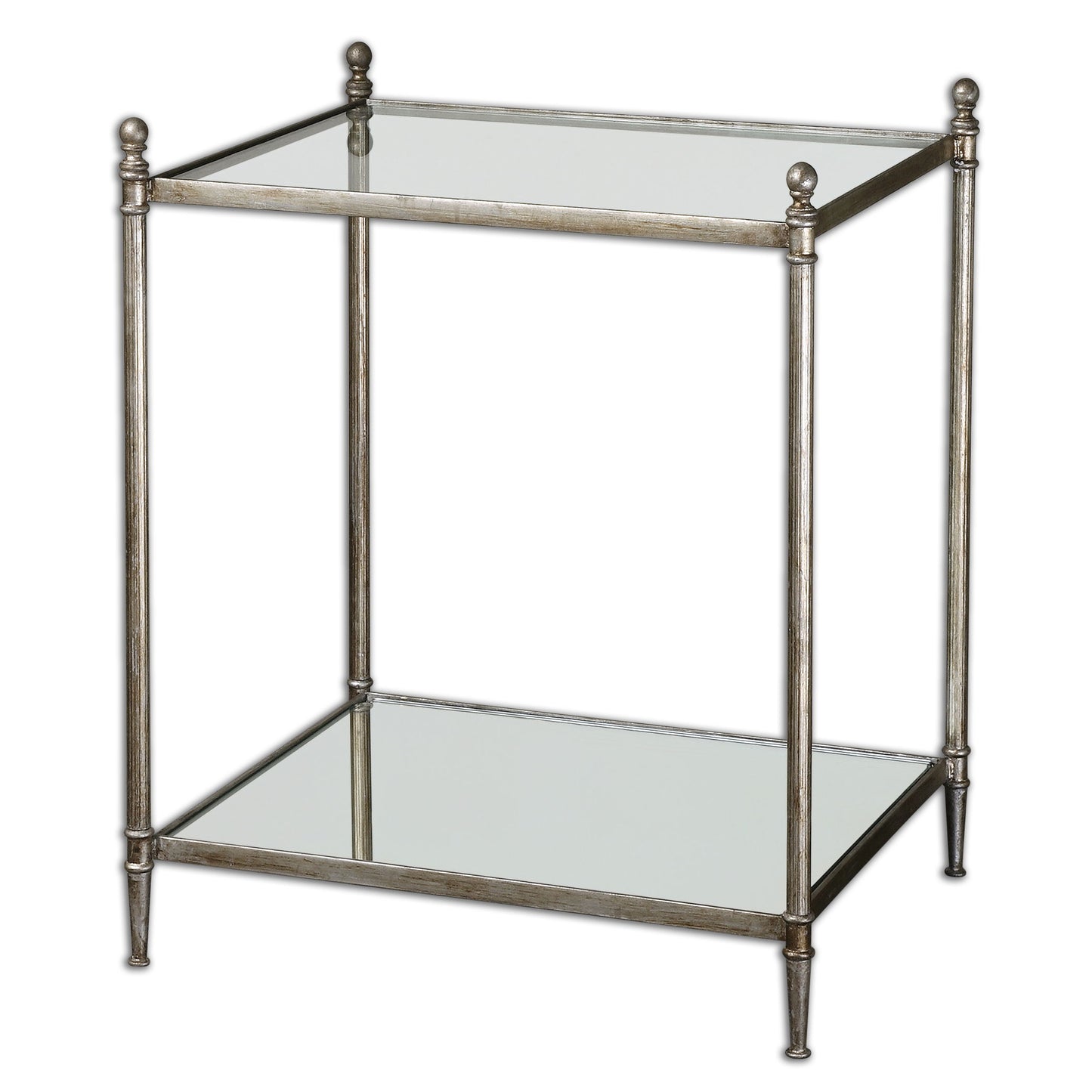 Gannon - Mirrored Glass End Table - Pearl Silver